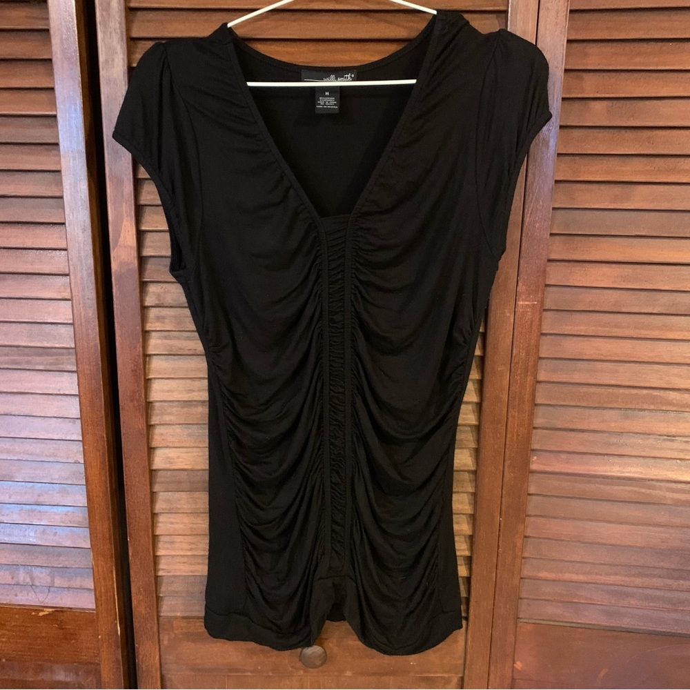 Willi Smith Ruched Short Sleeve Blouse